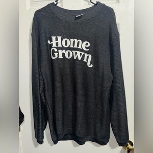 Gray Ribbed Crewneck “home grown” by MV Sport